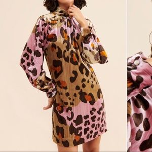 Anthropologie Layla Velvet Leopard Dress